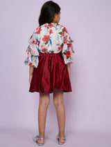 Girls Maroon Festive Skirt with Top