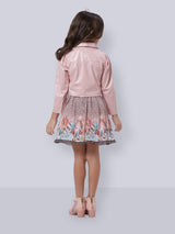 Girls Peach Casual Skirt Top Jacket & Legging