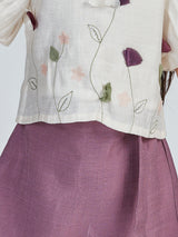 Girls Pink Festive Half Sleeves Skort with Top