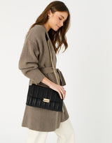 Women's Black Casual Quilted Sling Bag