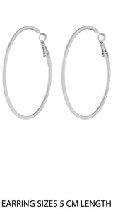 Women's Silver Medium Simple Hoop Earring