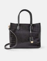 Women's Black Casual Textured Satchel Bag