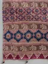 Women's Crepe Magenta Printed Designer Saree With Blouse Piece