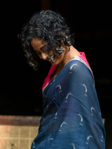 Women's Blue Cotton Viscose Saree