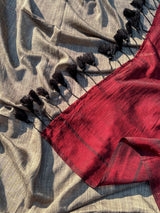Women's Gray Cotton Slub Saree