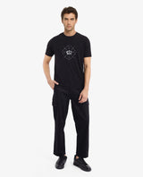 Men's Black Casual Regular Fit Printed Half Sleeves Tshirt