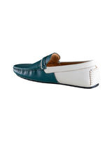 Men's Green and White Color Block Loafers