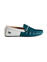 Men's Green and White Color Block Loafers