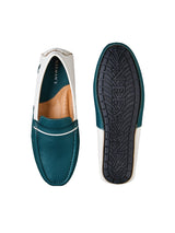 Men's Green and White Color Block Loafers