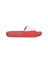 Men's White and Red Squooshy Slides
