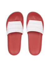 Men's White and Red Squooshy Slides
