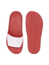 Men's White and Red Squooshy Slides