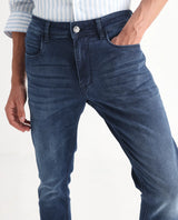Men's Blue Casual Slim Fit Solid Jeans