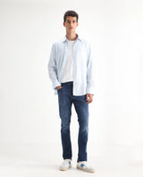 Men's Blue Casual Slim Fit Solid Jeans