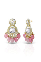 Women's Pink and White Kundan Ishani Blush Dangler Earrings