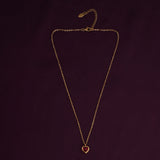 Women's Gold Plated Red Emerald Heart Pendant Necklace Waterproof & Anti-Tarnish