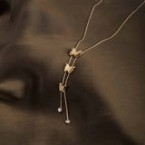 Women's Gold Plated Butterfly Long Chain Necklace Waterproof & Anti-Tarnish