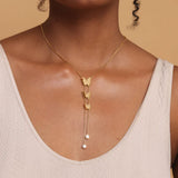 Women's Gold Plated Butterfly Long Chain Necklace Waterproof & Anti-Tarnish