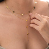 Women's Gold Plated Two-Layered Heart Charm Necklace Waterproof & Anti-Tarnish
