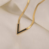 Women's Gold Plated Black Vixen Necklace Waterproof & Anti-Tarnish