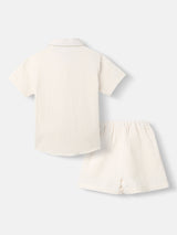 Boys White Casual Shirt and Shorts Set
