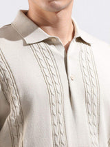 Men's Cream Casual Oversized Fit Solid Half Sleeves Tshirt