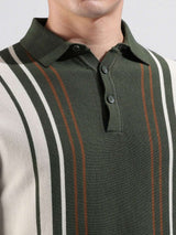 Men's Green Casual Slim Fit Solid Half Sleeves Tshirt