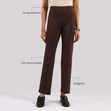 Women's Brown Formal Solid Pant