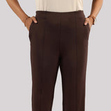 Women's Brown Formal Solid Pant