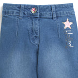 Girls Blue Straight Fit Cropped Non-Stretchable Jeans