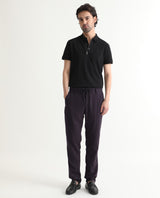 Men's Purple Casual Straight Fit Solid Trouser