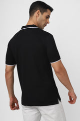 Men's Black Casual Half Sleeves Polo Tshirt