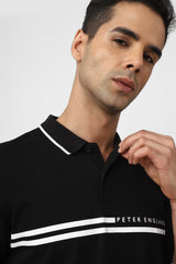 Men's Black Casual Half Sleeves Polo Tshirt