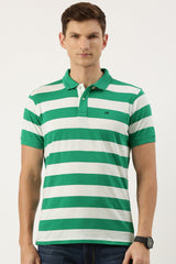 Men's Green Casual Half Sleeves Polo Tshirt