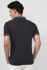 Men's Charcoal Casual Half Sleeves Polo Tshirt
