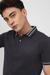 Men's Charcoal Casual Half Sleeves Polo Tshirt