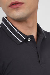 Men's Charcoal Casual Half Sleeves Polo Tshirt