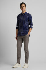 Men's Navy Casual Full Sleeves Shirt