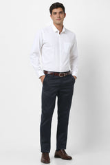 Men's Navy Casual Slim Fit Solid Trouser
