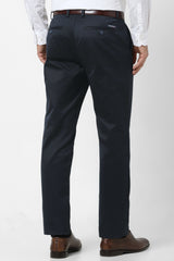 Men's Navy Casual Slim Fit Solid Trouser