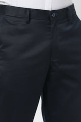 Men's Navy Casual Slim Fit Solid Trouser
