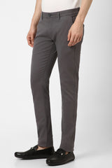 Men's Charcoal Casual Skinny Fit Solid Trouser