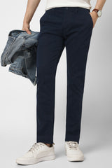 Men's Navy Casual Straight Fit Trouser
