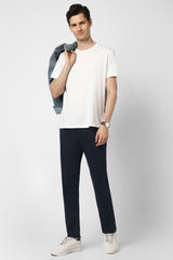Men's Navy Casual Straight Fit Trouser