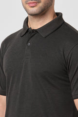 Men's Charcoal Casual Half Sleeves Polo Tshirt