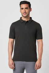 Men's Charcoal Casual Half Sleeves Polo Tshirt