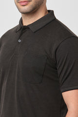 Men's Charcoal Casual Half Sleeves Polo Tshirt