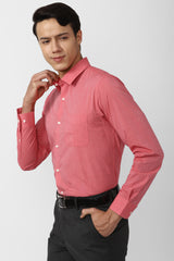 Men's Red Office Wear Full Sleeves Shirt