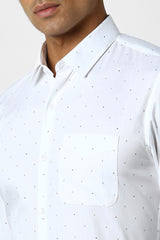 Men's White Office Wear Full Sleeves Shirt