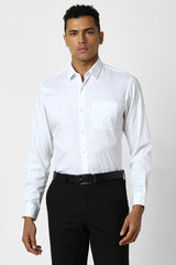 Men's White Office Wear Full Sleeves Shirt